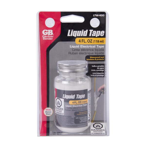 Gardner Bender Liquid Electrical Tape, Liquid, White, 4 oz Bottle LTW